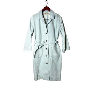 Lykke Wullf light sky blue denim trench coat dress sz S